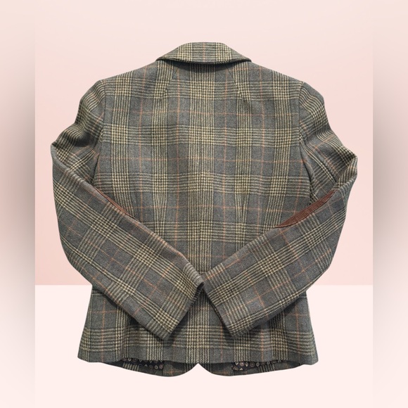 Delia’s Plaid Blazer Wool Blend Elbow Patch Academia Jacket Size XS - Picture 2 of 4